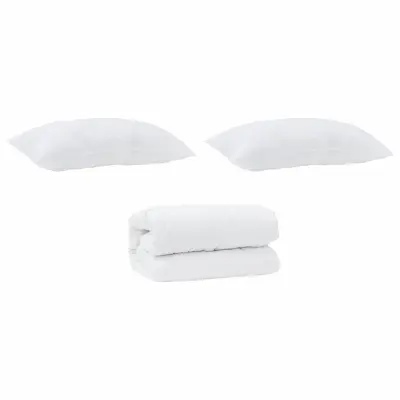 vidaXL Komplet odej z blazino 3 pcs Bela Mikrofibra in perje
