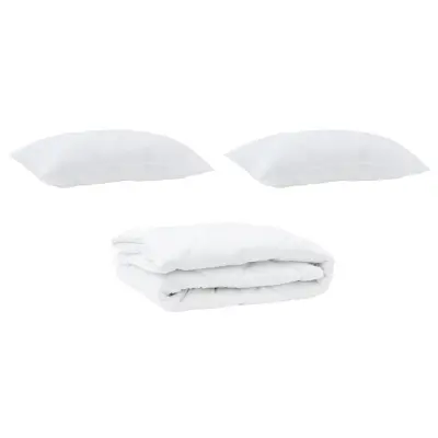 vidaXL Odeja z blazino 3 pcs Bela Mikrofibra