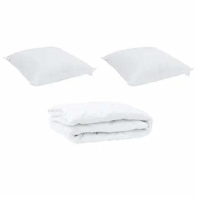 vidaXL Odeja z blazino 3 pcs Bela Mikrofibra