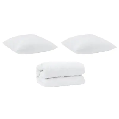 vidaXL Komplet odej z blazino 3 pcs Bela Mikrofibra in perje