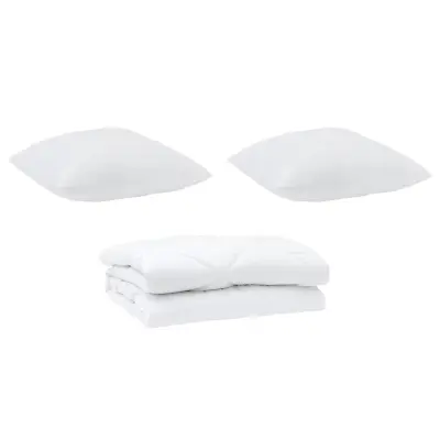 vidaXL Prevleka s blazinami z blazino 3 pcs Bela Mikrofibra