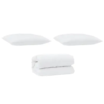 vidaXL Komplet odej z blazino 3 pcs Bela Mikrofibra in perje