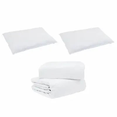 vidaXL Komplet odej z blazino 3 pcs Bela Perje