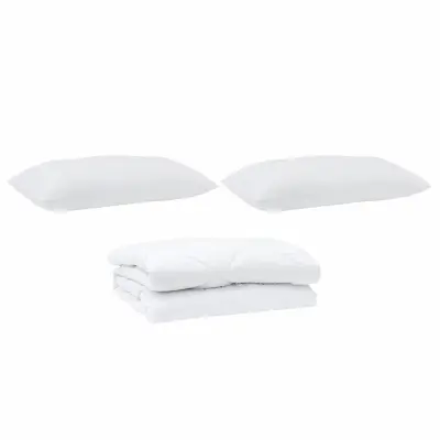 vidaXL Prevleka s blazinami z blazino 3 pcs Bela Mikrofibra