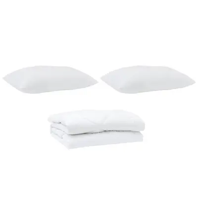 vidaXL Prevleka s blazinami z blazino 3 pcs Bela Mikrofibra