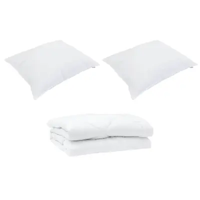 vidaXL Odeja z blazino 3 pcs Bela Mikrofibra