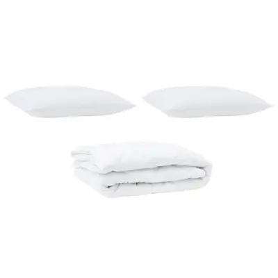 vidaXL Odeja z blazino 3 pcs Bela Mikrofibra
