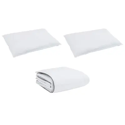 vidaXL Komplet odej z blazino 3 pcs Bela Mikrofibra in bombaž