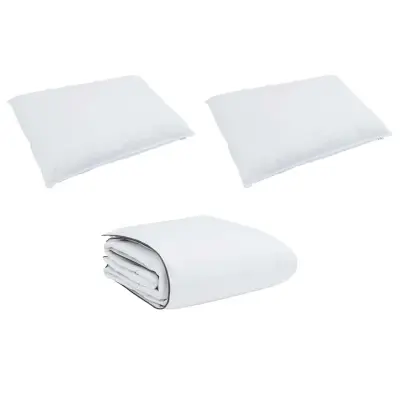 vidaXL Komplet odej z blazino 3 pcs Bela Mikrofibra in bombaž