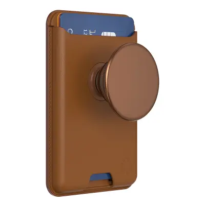 PopSockets, Ohišje za kartice MagSafe Model PopWallet s stojalom PopGrip in selfijem, Rjava