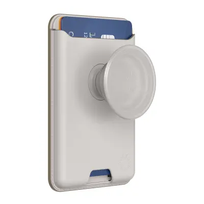 PopSockets, Ohišje za kartice MagSafe PopWallet s stojalom PopGrip in selfie, Bela