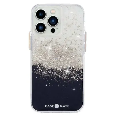 CASE MATE, Sijajna prevleka za iPhone 13 Pro Karat Okrašena z oniksom Elegantna Protibakterijska, Črna / Srebrna