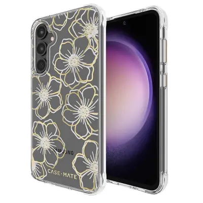 CASE MATE, Ovitek Galaxy S23 FE 5G Motif Floral Gems Protection Élégant Antimicrobienne, Zlata