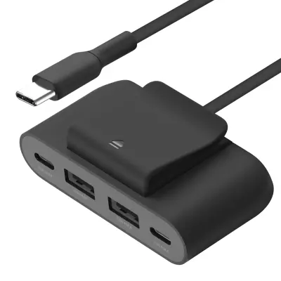 Belkin, USB razdelilec 2x USB C 2x polnilna postaja USB, Črna