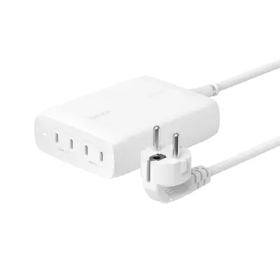 Belkin, GAN 200W PD in PPS 4-portni omrežni polnilnik USB-C z LED indikatorjem, Bela