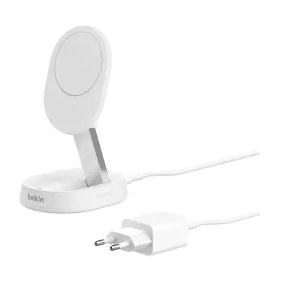 Belkin, MagSafe Qi2 15W 2-v-1 indukcijska izvlečna polnilna postaja za iPhone, Bela