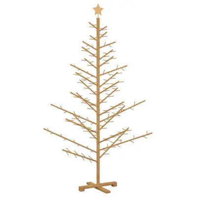 vidaXL Leseno božično drevo z stojalom Rjava 180 cm Trdna borovina