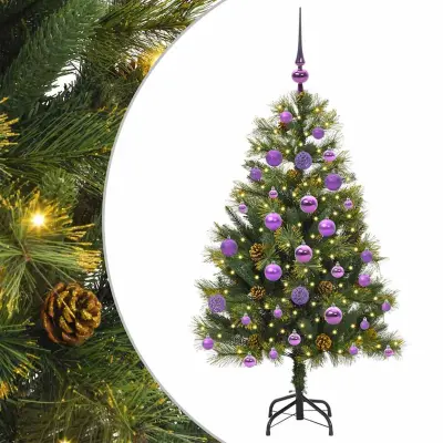 vidaXL Umjetno zložljivo božićno drevo s stožci Zelena 120 cm