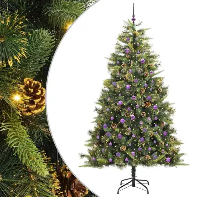 vidaXL Umjetno zložljivo božićno drevo s stožci Zelena 240 cm