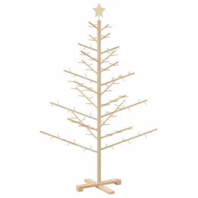 vidaXL Leseno božično drevo z stojalom Naravna 150 cm Trdna borovina