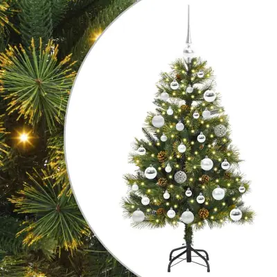 vidaXL Umjetno zložljivo božićno drevo s stožci Zelena 120 cm