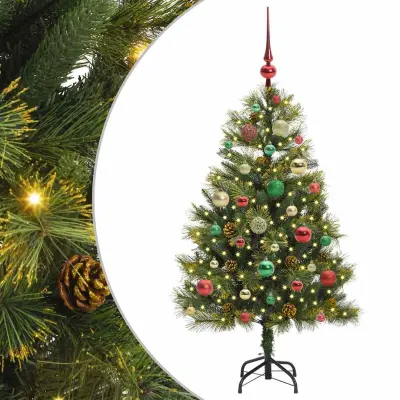 vidaXL Umjetno zložljivo božićno drevo s stožci Zelena 120 cm