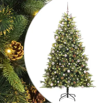 vidaXL Umjetno zložljivo božićno drevo s stožci Zelena 240 cm