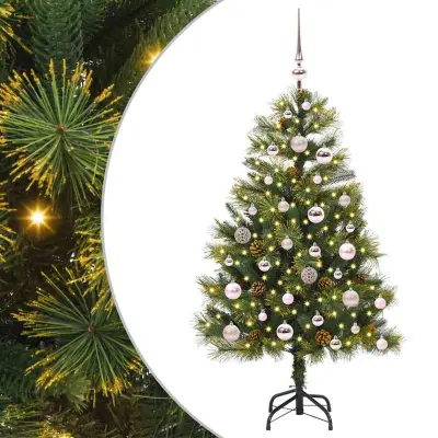 vidaXL Umjetno zložljivo božićno drevo s stožci Zelena 120 cm