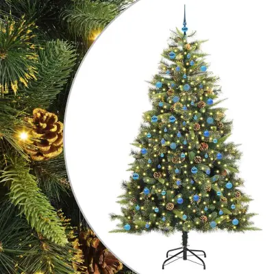 vidaXL Umjetno zložljivo božićno drevo s stožci Zelena 240 cm