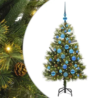 vidaXL Umjetno zložljivo božićno drevo s stožci Zelena 120 cm