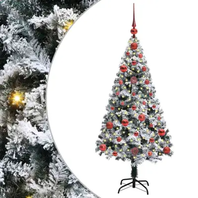 vidaXL Umestno božično drevo Zelena 120 cm PVC, jeklo in plastika
