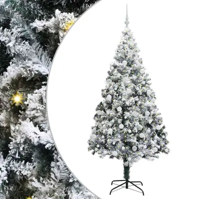 vidaXL Umestno božično drevo Zelena 210 cm PVC, jeklo in plastika