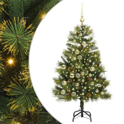 vidaXL Umjetno zložljivo božićno drevo s stožci Zelena 120 cm