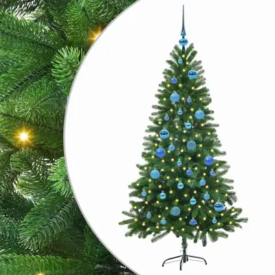 vidaXL Božično drevo med 150 LED z stojalom Zelena 150 cm PE