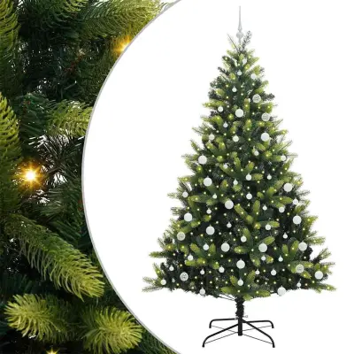 vidaXL Umretno viseče božično drevo 300 LED diod Zelena 210 cm