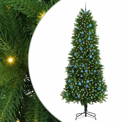 vidaXL Božično drevo med 300 LED z stojalom Zelena 240 cm PE