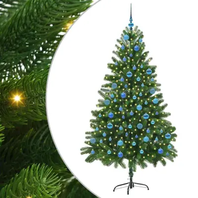 vidaXL Božično drevo med 300 LED z stojalom Zelena 180 cm PE