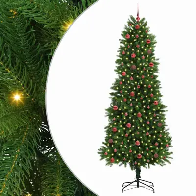 vidaXL Božično drevo med 300 LED z stojalom Zelena 240 cm PE
