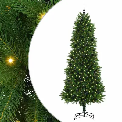 vidaXL Božično drevo med 300 LED z stojalom Zelena 240 cm PE