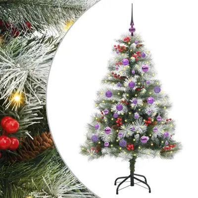 vidaXL Umestno božično drevo z LED lučmi Zelena in bela 150 cm