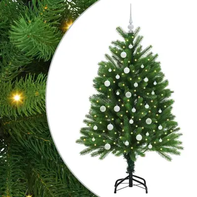 vidaXL Božično drevo med 150 LED z stojalom Zelena 120 cm PE