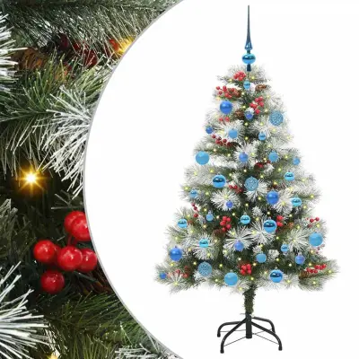 vidaXL Umestno božično drevo z LED lučmi Zelena in bela 150 cm
