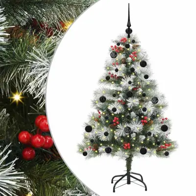 vidaXL Umestno božično drevo z LED lučmi Zelena in bela 150 cm