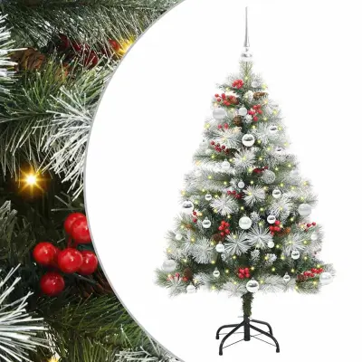 vidaXL Umestno božično drevo z LED lučmi Zelena in bela 150 cm