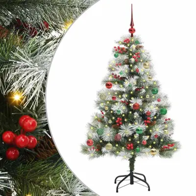 vidaXL Umestno božično drevo z LED lučmi Zelena in bela 150 cm