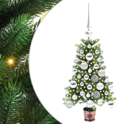 vidaXL Božično drevo med 150 LED z stojalom Zelena 65 cm PE