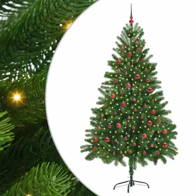 vidaXL Božično drevo med 300 LED z stojalom Zelena 210 cm PE