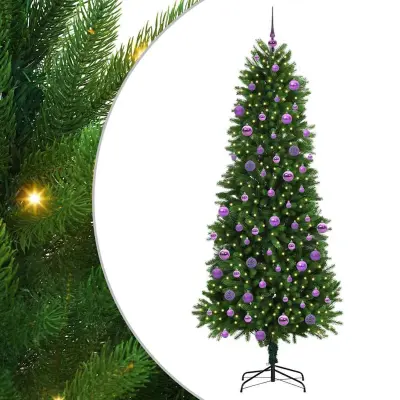 vidaXL Božično drevo med 300 LED z stojalom Zelena 240 cm PE