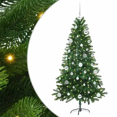 vidaXL Božično drevo med 150 LED z stojalom Zelena 150 cm PE