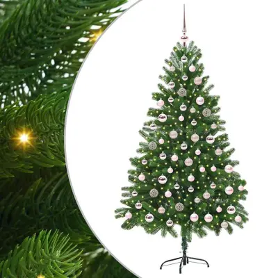vidaXL Božično drevo med 300 LED z stojalom Zelena 180 cm PE